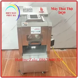 Máy Thái Thịt Tươi Sống DQ9 – Ảnh tổng thể sản phẩm, toàn thân, góc chính diện, chất liệu inox bền đẹp, năng suất cao.
