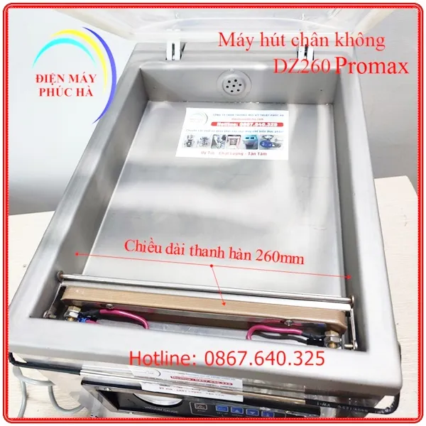 Máy hút chân không đặt bàn DZ260 có chiều dài đường hàn 26cm, đường hàn kín, chắc