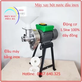 Máy xay bột nước làm bánh cuốn đầu inox động cơ 1,5kw