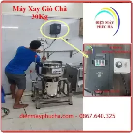 Máy Xay Giò Chả 30Kg Biến Tần 3 pha – góc chụp 3: bộ biến tần và cụm chiết áp để điều chỉnh tốc độ xay