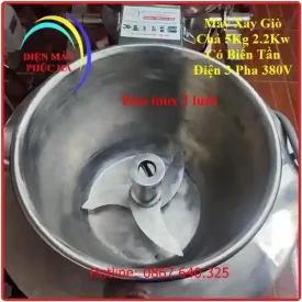 Máy Xay Giò Chả 5Kg Biến Tần 3 Pha, Cối Inox 304 dày, bộ dao xay 3 lưỡi, Điện Máy Phúc Hà