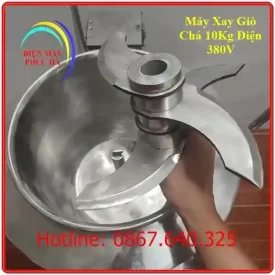Máy Xay Giò Chả 10Kg Điện 3 pha: bộ dao bằng inox 304, rút thả thuận tiện khi sử dụng