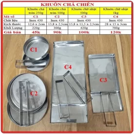 Chi tiết cấu tạo Khuôn làm chả chiên chả cốm bằng inox loại vuông loại tròn loại hình chữ nhật