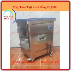 Máy Thái Thịt Tươi Sống DQ300 - Ảnh tổng thể sản phẩm, toàn thân, góc chính diện, chất liệu inox bền đẹp, năng suất cao.